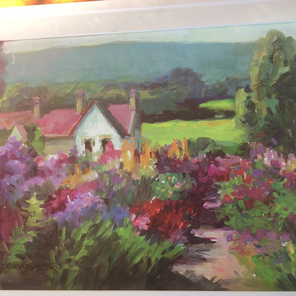 Lithograph? of Dawna Barton "Flower Path" Impressionistic style /vivid colors